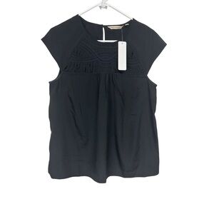 Soft Surroundings Black Viento Short Sleeve Blouse Small